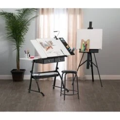 Core Drawing Table And Stool Set Charcoal Black/White - Studio Designs -Furniture Hotsale Shop GUEST 2380b8ce 2b6b 4e21 884d b85c3e3763dc