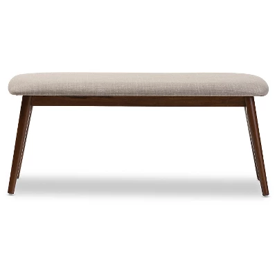 Flora Mid-Century Modern Light Gray Fabric & Oak Medium Brown Finishing Wood Dining Bench - Baxton Studio 3 Flora Mid-Century Modern Light Gray Fabric & Oak Medium Brown Finishing Wood Dining Bench - Baxton Studio