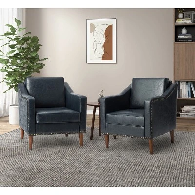 Set Of 2 Bonita Transitional Vegan Leather Armchair With Removable Seat Cushion And Nailhead Trims | ARTFUL LIVING DESIGN 12 Set Of 2 Bonita Transitional Vegan Leather Armchair With Removable Seat Cushion And Nailhead Trims | ARTFUL LIVING DESIGN - Image 10