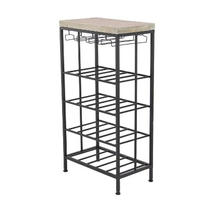 Industrial Metal Rectangle Wine Rack Black - Olivia & May 8 Industrial Metal Rectangle Wine Rack Black - Olivia & May - Image 6
