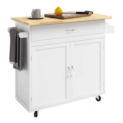 Kitchen Island With Spice Rack And Storage Cabinet – Rolling Cart With Drawers To Use As Coffee Bar, Microwave Stand Or Storage By Lavish Home (White) 6 Kitchen Island With Spice Rack And Storage Cabinet – Rolling Cart With Drawers To Use As Coffee Bar, Microwave Stand Or Storage By Lavish Home (White) - Image 4