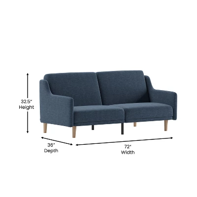 Flash Furniture Delphine Premium Convertible Split Back Sofa Futon With Curved Armrests And Solid Wood Legs 8 Flash Furniture Delphine Premium Convertible Split Back Sofa Futon With Curved Armrests And Solid Wood Legs - Image 6