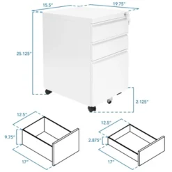 Mount-It! 3 Drawer Cabinet For Under Desk With Wheels | Rolling Storage With Lock For Files & Materials, Mobile Space Saving For Home & Office - White -Furniture Hotsale Shop GUEST 2863aaa8 9320 415a a7cb 61c91b5123cc