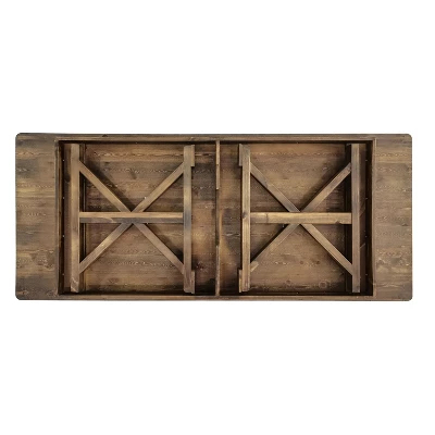 Merrick Lane 8' X 40" Rectangular Antique Rustic Solid Pine Foldable Dining Table With Crisscross Legs 11 Merrick Lane 8' X 40" Rectangular Antique Rustic Solid Pine Foldable Dining Table With Crisscross Legs - Image 9
