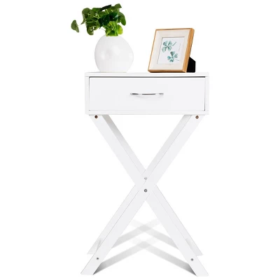 Costway 2 PCS Nightstand X-Shape Drawer Accent Side End Table Modern Home Furniture White 9 Costway 2 PCS Nightstand X-Shape Drawer Accent Side End Table Modern Home Furniture White - Image 7