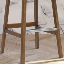 South 28" Seat Height Upholstered Bar Stool With Rubberwood Legs And Stainless Steel Foot Rest(Set Of 2) -The Pop Maison -Furniture Hotsale Shop GUEST 2b5015f5 90d1 4e82 93cd 30c23ba790d0