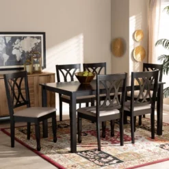 7pc Reneau Upholstered Wood Dining Set Sand Brown/Espresso - Baxton Studio 12 7pc Reneau Upholstered Wood Dining Set Sand Brown/Espresso - Baxton Studio -Furniture Hotsale Shop GUEST 2baacd3d fa7b 459a b989 7e95f52d4654