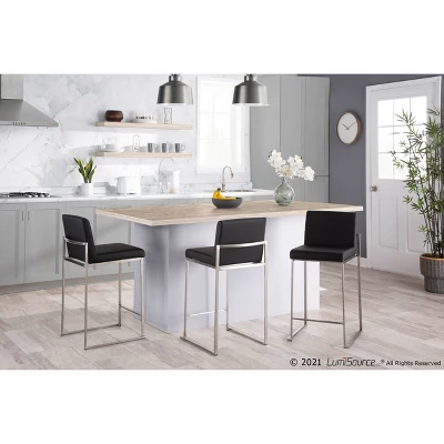 Set Of 2 Fuji High Back Stainless Steel/Velvet Counter Height Barstools - LumiSource 11 Set Of 2 Fuji High Back Stainless Steel/Velvet Counter Height Barstools - LumiSource - Image 9