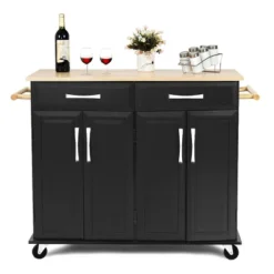 Costway Rolling Kitchen Trolley Island Black Cart Wood Top Storage Cabinet Utility W/ Drawers -Furniture Hotsale Shop GUEST 2bd06e9d dbf5 43db 9faf affe69ec89ad