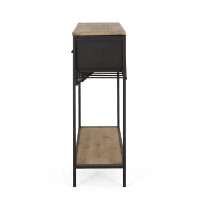 Boster Boho Industrial 8 Bottle Wine Rack Console Table With Storage Natural/Black - Christopher Knight Home 7 Boster Boho Industrial 8 Bottle Wine Rack Console Table With Storage Natural/Black - Christopher Knight Home - Image 5