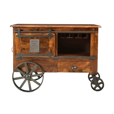 Palmer 2 Doors And Drawers Wine Cart Brown - Treasure Trove Accents 4 Palmer 2 Doors And Drawers Wine Cart Brown - Treasure Trove Accents - Image 2