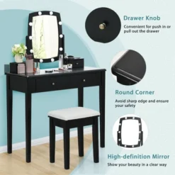 Costway Vanity Table Set With Lighted Mirror Adjustable 10 Bulbs Dresser 4 Drawer 17 Costway Vanity Table Set With Lighted Mirror Adjustable 10 Bulbs Dresser 4 Drawer -Furniture Hotsale Shop GUEST 30006c6e 40d5 49b9 939b c58e4114d0fa
