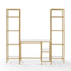 3pc Aimee Desk And Etagere Set Soft Gold - Crosley -Furniture Hotsale Shop GUEST 30512f56 ba66 4561 8a39 05a01bd419f0
