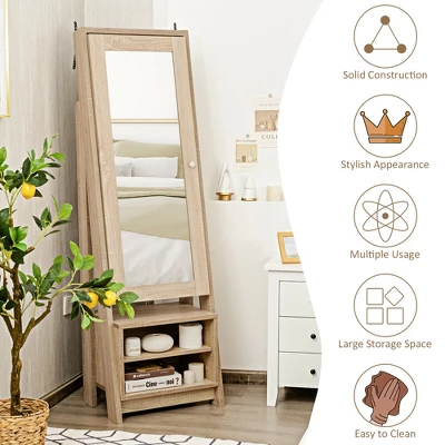 Costway Jewelry Cabinet Large Full Length Armoire 2-in-1 Stand Mirror Organizer 9 Costway Jewelry Cabinet Large Full Length Armoire 2-in-1 Stand Mirror Organizer - Image 7