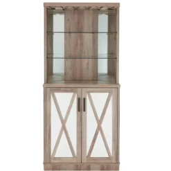 Home Source Grey Wash Corner Bar Cabinet With Mirrored Panels -Furniture Hotsale Shop GUEST 327a6d7c 8cc0 499c a16e b29eada0c668