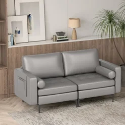 Costway Modern Loveseat 2-Seat Sofa Couch With 2 Bolsters Side Storage Pocket Grey/Red -Furniture Hotsale Shop GUEST 329d1577 65c1 40f0 b850 bc3806c4bb4c