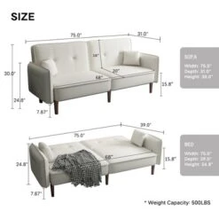 Convertible Futon Sofa Bed With Wooden Legs - ModernLuxe -Furniture Hotsale Shop GUEST 32f99501 2cea 475a 9d8f ec5503ec7717