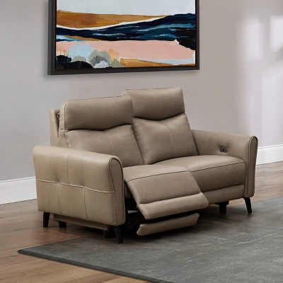 Marley Leather Power Recliner Sofa Loveseat With Power Headrests Beige - Abbyson Living 3 Marley Leather Power Recliner Sofa Loveseat With Power Headrests Beige - Abbyson Living