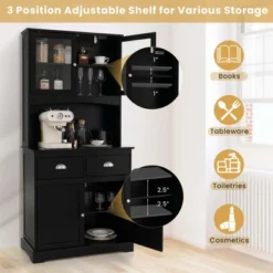 Costway 67'' Storage Cabinet Closet Kitchen Pantry Cupboard With Adjustable Shelves Black/White -Furniture Hotsale Shop GUEST 3337dda6 775b 4d6c 8c76 2cbb501b7e17