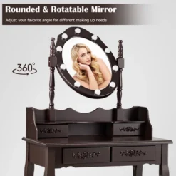 Costway Makeup Vanity Dressing Table Set W/10 Dimmable Bulbs Cushioned Stool -Furniture Hotsale Shop GUEST 33b5c267 79b6 45f7 bed2 264d942e1b79