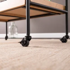 Jengarn Rolling Bar Cart Natural/Black - Aiden Lane