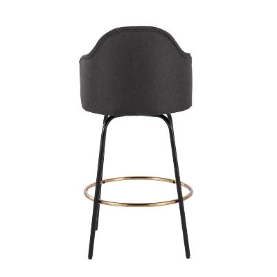 Set Of 2 Ahoy Polyester/Metal Counter Height Barstools Black/Gold/Charcoal - LumiSource 6 Set Of 2 Ahoy Polyester/Metal Counter Height Barstools Black/Gold/Charcoal - LumiSource - Image 4