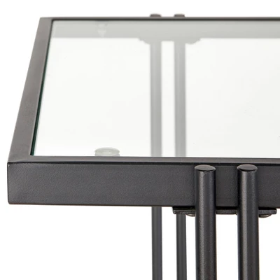 Folio Metal And Glass Sofa Table Black - Lifestorey 3 Folio Metal And Glass Sofa Table Black - Lifestorey