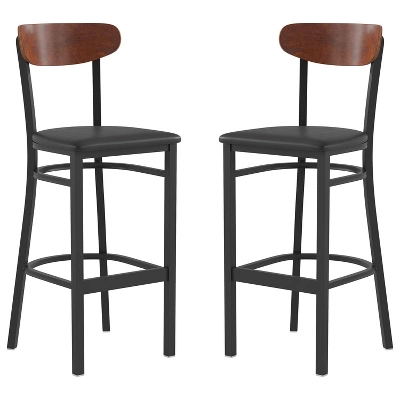 Flash Furniture Wright Set Of 2 Commercial Grade Barstools With 500 LB. Capacity Steel Frame, Solid Wood Seat, And Boomerang Back 18 Flash Furniture Wright Set Of 2 Commercial Grade Barstools With 500 LB. Capacity Steel Frame, Solid Wood Seat, And Boomerang Back - Image 16