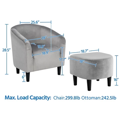 Yaheetech Fabric Upholstered Accent/Barrel Chair And Ottoman Set For Living Room 5 Yaheetech Fabric Upholstered Accent/Barrel Chair And Ottoman Set For Living Room - Image 3