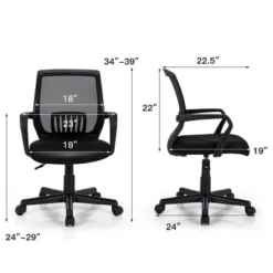 Costway Mid-Back Office Executive Chair Mesh Chair Height Adjustable W/ Lumbar Support -Furniture Hotsale Shop GUEST 37680dc6 f36e 42ac 86c8 1886fce3415a