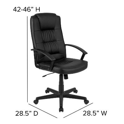 Emma And Oliver High Back Black LeatherSoft Task Chair With Arms - Desk Chair 7 Emma And Oliver High Back Black LeatherSoft Task Chair With Arms - Desk Chair - Image 5