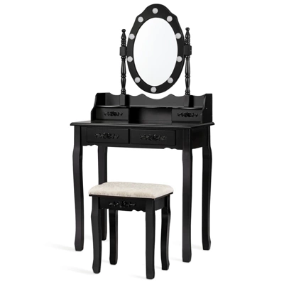 Vanity Table Set Detachable Makeup Table Dressing Desk With Mirror & Cushioned Stool Brown/White/Black 7 Vanity Table Set Detachable Makeup Table Dressing Desk With Mirror & Cushioned Stool Brown/White/Black - Image 5