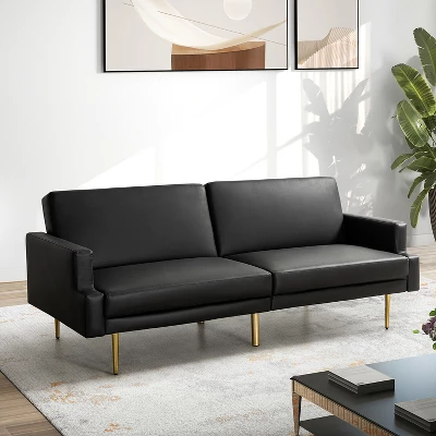 Lanna 76"Wide Vegan Leather Modern Style Convertible Futon Sofa Bed For Living Room Guest Bedroom | ARTFUL LIVING DESIGN 15 Lanna 76"Wide Vegan Leather Modern Style Convertible Futon Sofa Bed For Living Room Guest Bedroom | ARTFUL LIVING DESIGN - Image 13