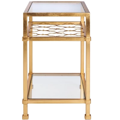 Hanzel Gold Leaf Glass Side Table - Gold - Safavieh 6 Hanzel Gold Leaf Glass Side Table - Gold - Safavieh - Image 4