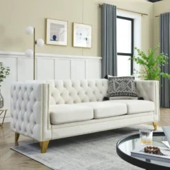 Living Room Modern Velvet Sofa With Button Tufted Square Arms And Metal Legs - ModernLuxe 29 Living Room Modern Velvet Sofa With Button Tufted Square Arms And Metal Legs - ModernLuxe -Furniture Hotsale Shop GUEST 38c95256 5ae5 4c8b af6a 419fc22c01fb