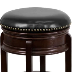 Merrick Lane Clara Backless Wooden Counter Stool With Faux Leather 360 Degree Swivel Seat -Furniture Hotsale Shop GUEST 391bae82 8151 4c79 afe1 fba34984373d