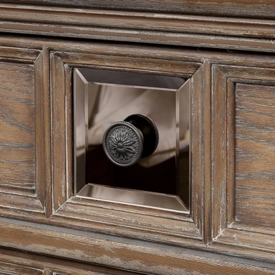 Lellen 3 Drawer Carved Details Nightstand Rustic Natural Tone - HOMES: Inside + Out 6 Lellen 3 Drawer Carved Details Nightstand Rustic Natural Tone - HOMES: Inside + Out - Image 4