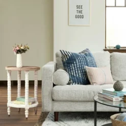 LuxenHome White And Natural Wood Round Accent Side Table With Storage. 12 LuxenHome White And Natural Wood Round Accent Side Table With Storage. -Furniture Hotsale Shop GUEST 39d68126 5417 4fd5 b7f2 1df0d66cef11