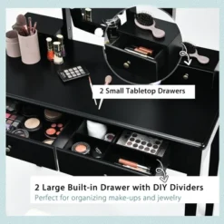 Costway Vanity Table Set With Lighted Mirror Adjustable 10 Bulbs Dresser 4 Drawer 14 Costway Vanity Table Set With Lighted Mirror Adjustable 10 Bulbs Dresser 4 Drawer -Furniture Hotsale Shop GUEST 3a27ca32 855b 4d1e 9252 6ce4584b907a