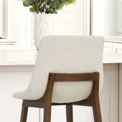 South 28" Seat Height Upholstered Bar Stool With Rubberwood Legs And Stainless Steel Foot Rest(Set Of 2) -The Pop Maison -Furniture Hotsale Shop GUEST 3b723187 3938 4826 9926 9955d3bf3d55