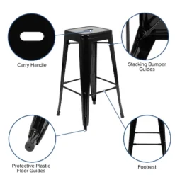Emma And Oliver 4 Pack 30" High Metal Indoor Bar Stool - Stackable Stool -Furniture Hotsale Shop GUEST 3cb8cbbc ea79 4d59 bc6c 88c52fba09ec