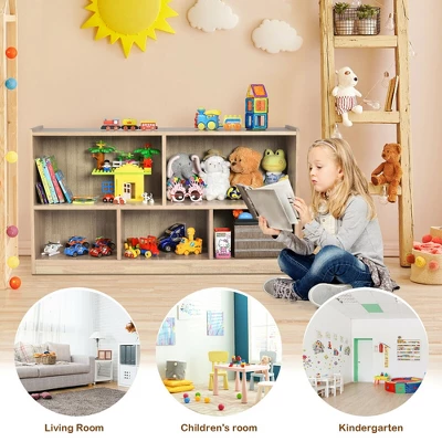 Costway Kids 5-Cube Storage Cabinet 2-Shelf Wood Bookcase Organizer Natural 6 Costway Kids 5-Cube Storage Cabinet 2-Shelf Wood Bookcase Organizer Natural - Image 4