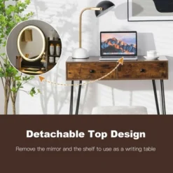 Costway Vanity Table Set Lighted Mirror Storage Drawer Shelf Cushion Stool -Furniture Hotsale Shop GUEST 3dc666de 7160 4fa4 b86e de0fc671f5a9