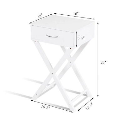 Costway 2 PCS Nightstand X-Shape Drawer Accent Side End Table Modern Home Furniture White 4 Costway 2 PCS Nightstand X-Shape Drawer Accent Side End Table Modern Home Furniture White - Image 2