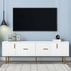 Modern TV Stand For TVs Up To 75'' With 5 Champagne Legs-ModernLuxe
