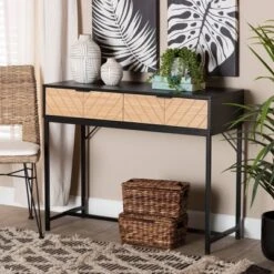 Jacinth Two-Tone Wood And Metal 2 Drawer Console Table Black/Natural Brown - Baxton Studio 12 Jacinth Two-Tone Wood And Metal 2 Drawer Console Table Black/Natural Brown - Baxton Studio -Furniture Hotsale Shop GUEST 3ed29a1d 7aa8 4aca b581 a460cd13a290