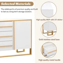 Contemporary 59" Sideboard With Large Storage And Gold Metal Legs - ModernLuxe -Furniture Hotsale Shop GUEST 3f0901ed 9a4a 4b50 98da 5f2e4b34d7c4