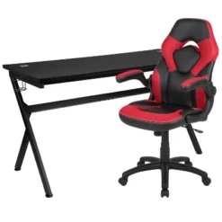 Flash Furniture Gaming Desk And Racing Chair Set With Cup Holder, Headphone Hook And Removable Mouse Pad Top - 2 Wire Management Holes -Furniture Hotsale Shop GUEST 3f352294 6895 4e31 b2e0 61ec94b05d8d