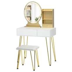 Costway Vanity Table Set Lighted Mirror Storage Drawer Shelf Cushion Stool -Furniture Hotsale Shop GUEST 3f66865a 6a31 4fa7 a25b a0240816df92