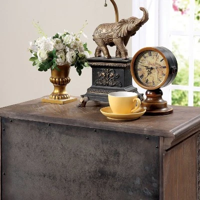 Lellen 3 Drawer Carved Details Nightstand Rustic Natural Tone - HOMES: Inside + Out 5 Lellen 3 Drawer Carved Details Nightstand Rustic Natural Tone - HOMES: Inside + Out - Image 3